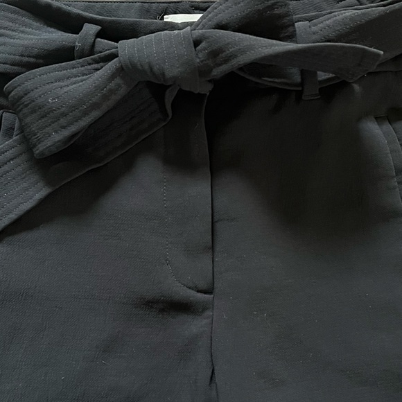 WILFRED / ARITZIA BLACK TIE FRONT HIGH WAISTED BELTED TROUSER PANT SIZE 0 - Picture 6 of 13